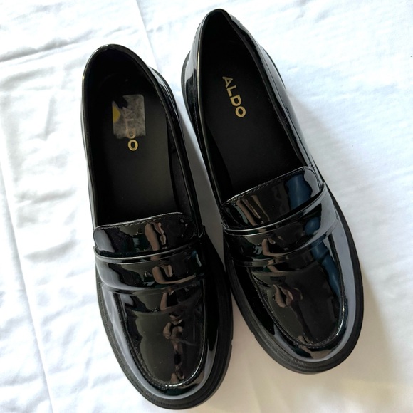 ALDO women’s Black Patent Leather Platform Loafers 8.5 - Picture 3 of 6
